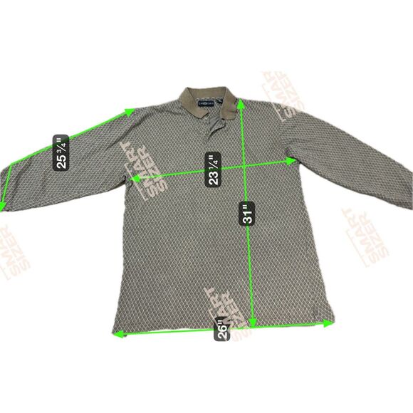 Vtg Chereskin Polo XXL Gray Diamond Print Long Sleeve Textured Knit Casual Retro - Picture 5 of 5